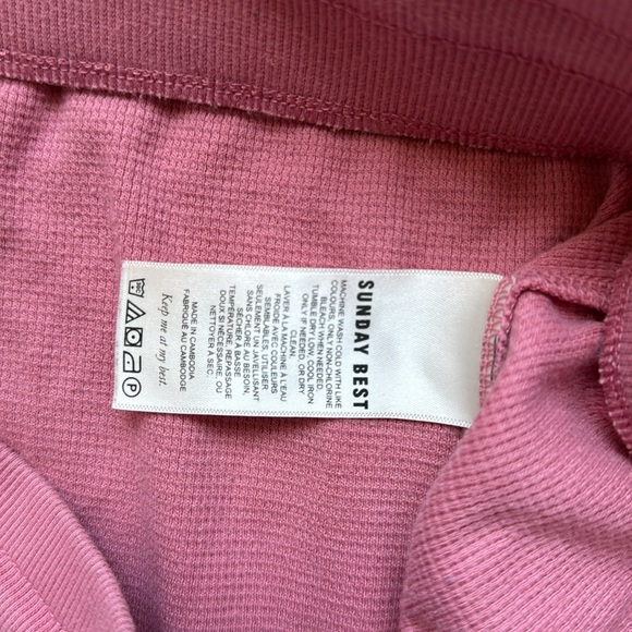 Aritzia Sunday Best Baby Waffle Knit Kick Flare Pink Y2K Lounge Sweat Pants - Picture 4 of 11